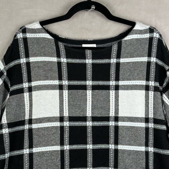 J Jill Sweater Womens 2X Black White Plaid Preppy Career Comfort Neutral Casual - Picture 2 of 12